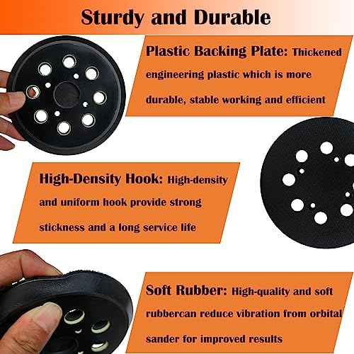 2 Pack 5 Inch 8 Hole Hook and Loop Replacement Sander Pad for Ridgid R2501 R2600 R2601 R2611 R8606 Random Orbit Sander. 5" Replacement Hook and Loop Backing Pad Parts # 300527002