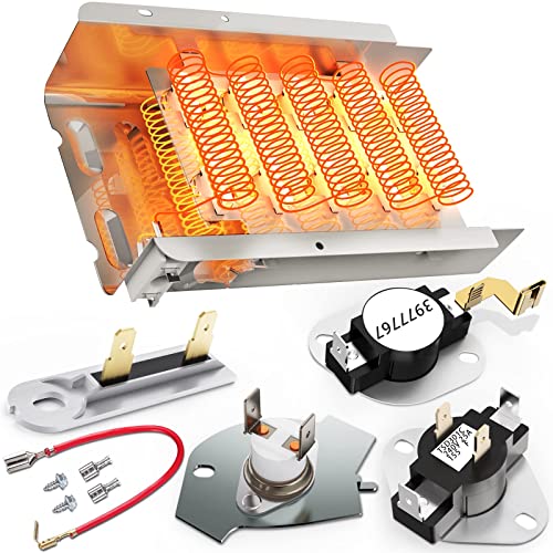 [UPGRADED] Monkemon 279838 Dryer Heating Element Kit with Thermostats & Fuses - Replaces 3403585 W10724237