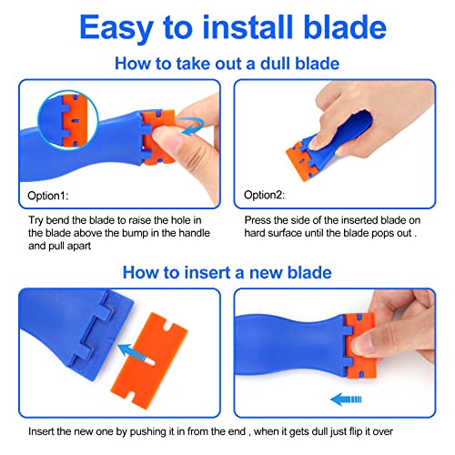 Plastic Razor Blade Scraper Set with 100 Blades for Sticker & Paint Removal