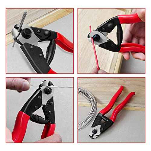 Steel DN Mate 7.6" Steel Wire Cutter, Cut All Wires Up to 5/32", Wire Rope Cutter, Cut Steel Cable, Aircraft Cable, Wire Seals, Bike Cable, Aluminum/Copper Wire, Fence Cable, One-Hand Operate CC-11