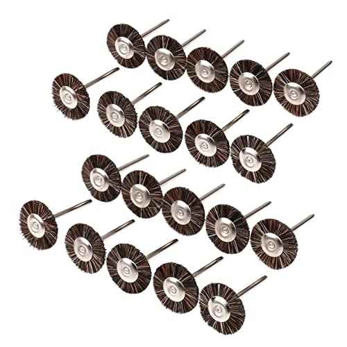 ?????? ???? 20 Pcs Bristles Brush Wheel Sets, 3/32 Inch Shank Abrasive Bristles Polishing Wheel for Rotary Tools (Brown)