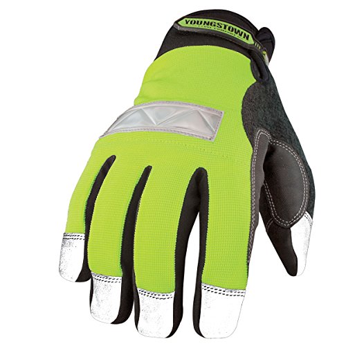 Youngstown Glove Hi-Visibility Waterproof Thinsulate Winter Work Gloves for Men- Windproof, Insulated, Synthetic - Green/Gray