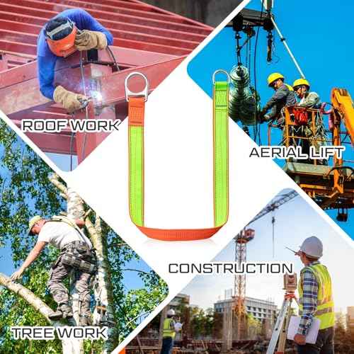 2 Pcs Safety Strap Fall Protection 4' Cross Arm Strap Anchor Fall Protection Pass through with Large and Small D-Ring for Anchorage Sling Compliant Arrest System Lanyard