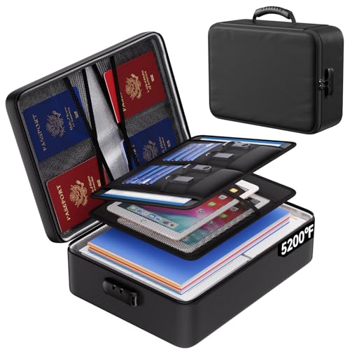 ENGPOW Fireproof Document Bag 5200°F Lockable Heat-Insulated Black