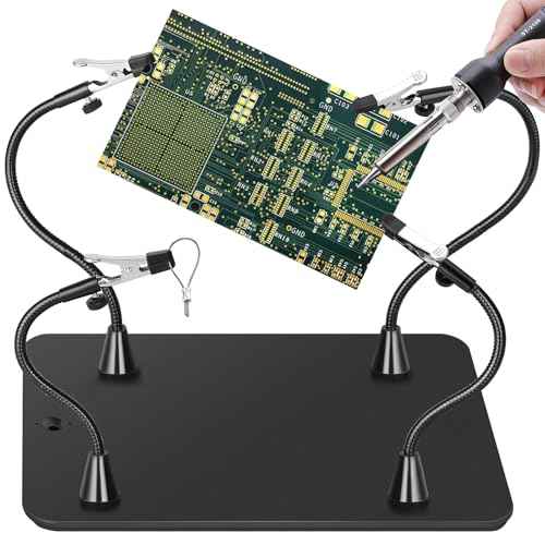 Magnetic Helping Hands Soldering Station, Third Hand Soldering Tool with Alligator Clips,PCB Circuit Board Holder,4 Flexible Gooseneck Arms & Non-slip base for Electronic Repair Soldering Craft Hobby