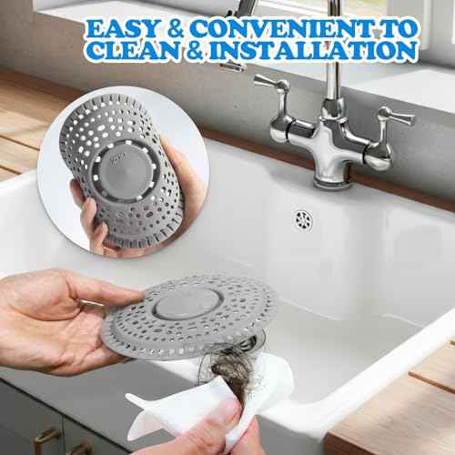 zaa Shower Drain Hair Catcher, 2 Pack Premium Silicone Drain Protector & Shower Drain Cover, Shower Installation Kits for Flat Drains of Shower Room, Bathroom, Gray