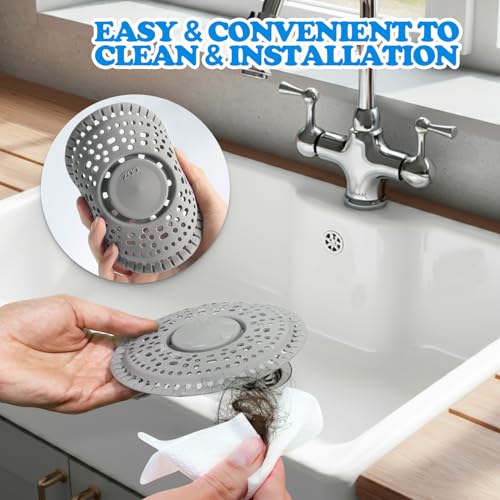 Zaa 5.5 Inch Silicone Drain Cover for Flat Floor Shower & Bathroom Drains - Gray