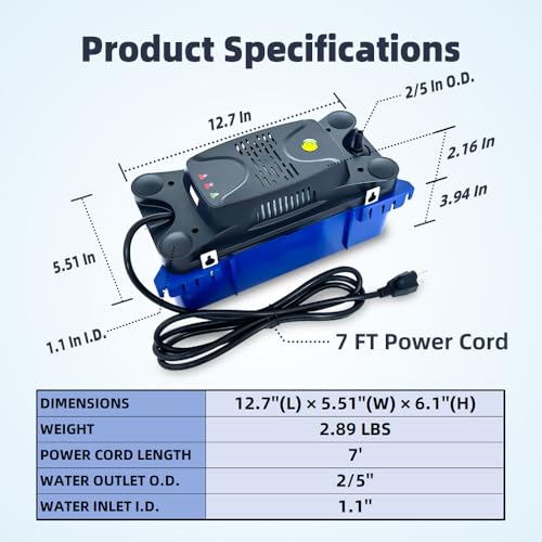 MSELTOS Condensate Pump 1/30 HP 132 GPH with 20FT Tubing for HVAC, AC, Dehumidifier, Furnace