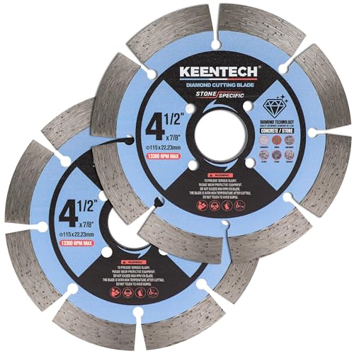 KEENTECH Segmented Diamond Saw Blade 4-1/2 inch, for Smooth Cutting Concrete Marble Granite Brick Masonry, Diamond Blade for Angle Grinder, 4.5" Dry or Wet Cutting Concrete Saw Blades (2-Pack)