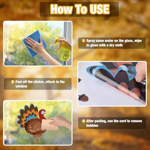 Pack of 159 Window Stickers Autumn, Maple Leaf Autumn Decoration Windows Self-Adhesive Stickers, Small Animals Pumpkin Turkey Window Fall Windows Stickers for Indoor Outdoor Glass Thanksgiving Autumn
