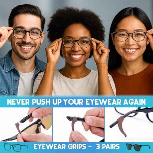 3 Pack - Sunglasses Retainer Anti-Slip Glasses Grip Ear Hook Eyeglasses Anti-Slip Temple Tip Glasses Holder (Black)
