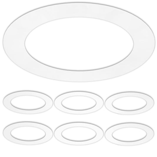 6 Pack Gloss White Goof Trim Ring for 8" Inch Recessed Can Lighting Down Light, Outer Diameter 8.6 Inches, Inner Diameter 6.2 Inches