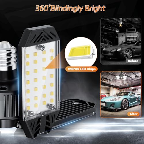 120W LED Garage Light 12000LM Deformable Panels, Screw-in Shop Lighting, 1 Pack