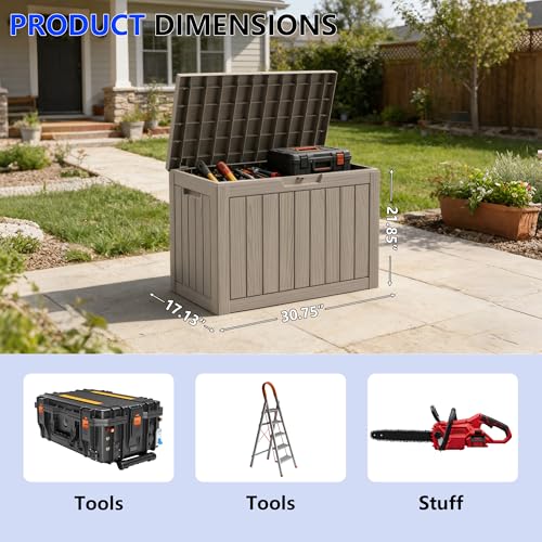 45 Gallon Lockable Outdoor Resin Storage Deck Box for Patio & Garden - Grey