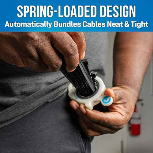 Jonard Tools CTH-15 Cable Tie Holder, 1.5"- Cable Tie Holder with Spring-Loaded Design, Glow-in-the-Dark, Includes Carabiner, Rubber Ring, Fits 4"-24" Zip Ties and Cable Ties