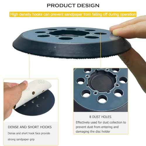 2 Pack Sander Pad for Dewalt Sander, 5" 8 Hole Hook and Loop Orbital Sander Pad Replacement for DeWalt DWE6421 6421K DWE6423 6423K DCW210B -4 Screw Holes Sanding Part for DeWalt DWE64233 & N329079