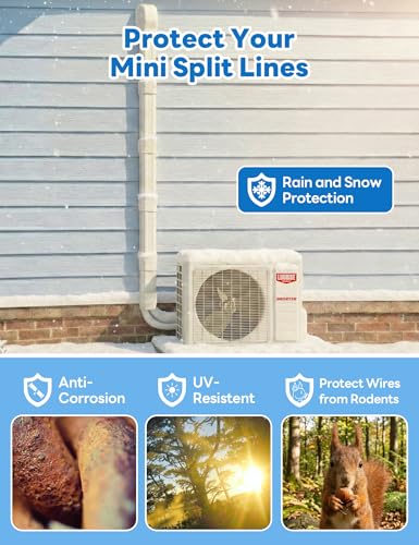 LUORISE 3-Inch Mini Split Line Set Cover Kit, 7.5 Ft Weather-Resistant AC Tubing Cover