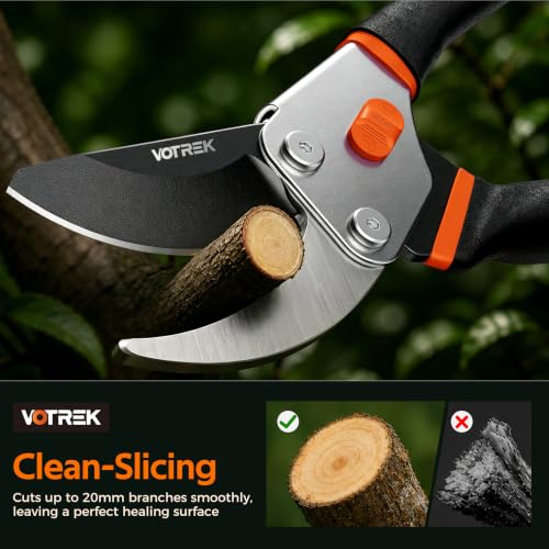 8.5 Inch Bypass Pruning Shears Sunset Orange | Jam-Proof Garden Clippers