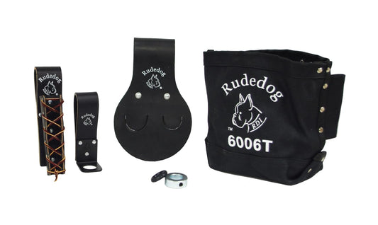 Ironworker Tool Belt Basic Package – 5 Piece, Basic Structural Package – Tool Holder for Spud Wrench, Bullpin, Sleever Bar, Bolt Bag - Rudedog USA #9016