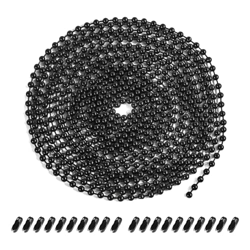 3mm Black Ceiling Fan Pull Chain Extension 120in with 20 Connectors - Dotlite
