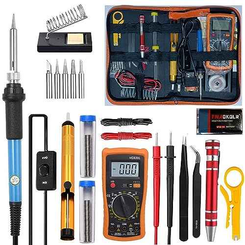 Soldering Iron Kit, Digital Multimeter Kit, Multi Tester, Voltage Tester, Measures AC/DC Voltage, Current, Resistance/Continuity/Diode/Triode. Electric Soldering Iron, Adjustable Temperature