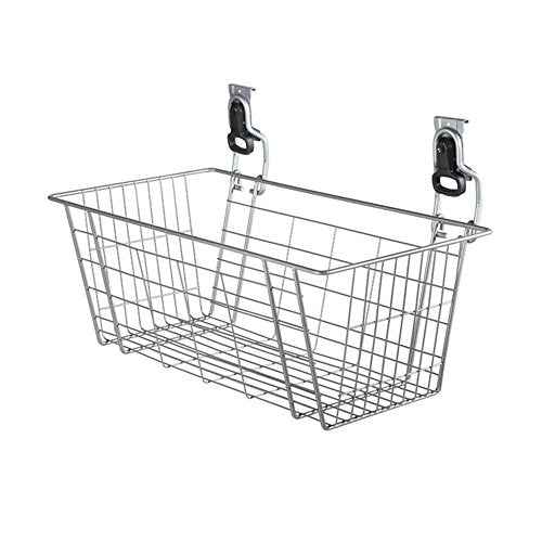 Rubbermaid Garage FastTrack Wire Mesh Basket Wall Mounted Storage System Holds up to 50 pounds Satin Nickel for Tool/Toy/Sports Equipment