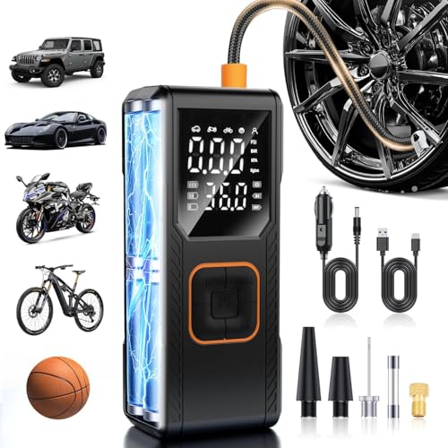 FUPYG Jet Black Portable Tire Inflator Air Compressor 150PSI Cordless Car & Bike Pump