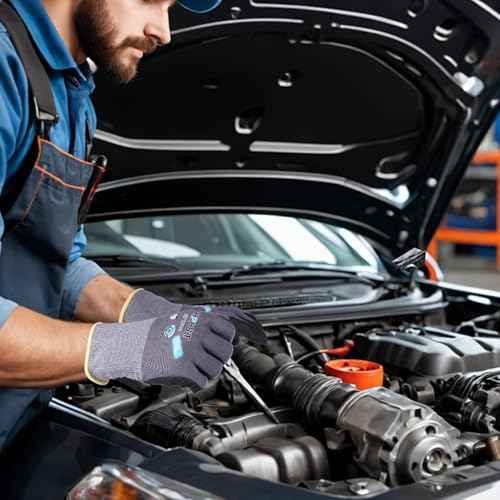 Work Gloves, Eco Friendly Spandex Liner Nitrile Coated Safety Gloves, EP2001 Grey 12 Pairs