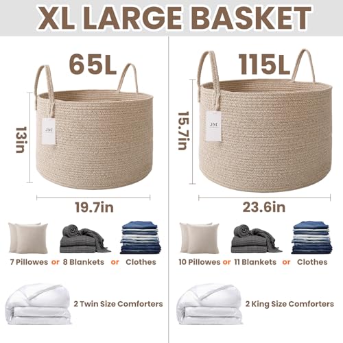 65L Extra Large Cotton Rope Blanket Basket – Oatmeal
