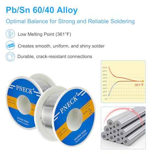 60/40 Tin Lead Rosin Core Solder Wire for Electrical Soldering, 0.032" 1.76 oz (0.8 mm 50 g)