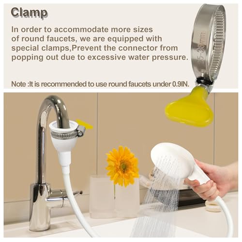 U-BCOO White Portable Shampoo Sink Spray Hose 1M/41.5IN for Hair, Baby & Pet Bathing