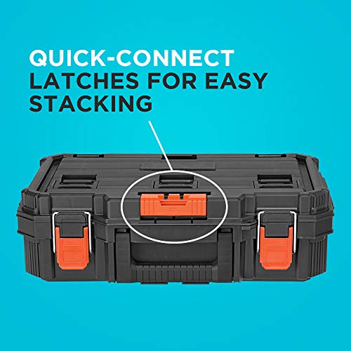 Beyond BLACK+DECKER Stackable Storage System - 3 Piece Set with Rolling Tote, Deep & Shallow Toolboxes - Portable Organizer
