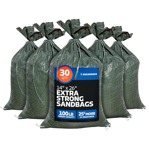 Sandbaggy Heavy Duty Reusable Poly Sandbags 14x26 Inches - Pack of 30 for Flood Control & Construction
