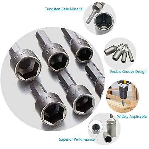 14Pcs Power Nut Driver Drill Bit Set, 1/4¡± Hex Socket Adapter Bolt Drivers Repairing Tool Kit, Suitable for Quicker Change Chuck, Electric Screwdriver, Hand Drill, Pneumatic Drill, Lithium Drill