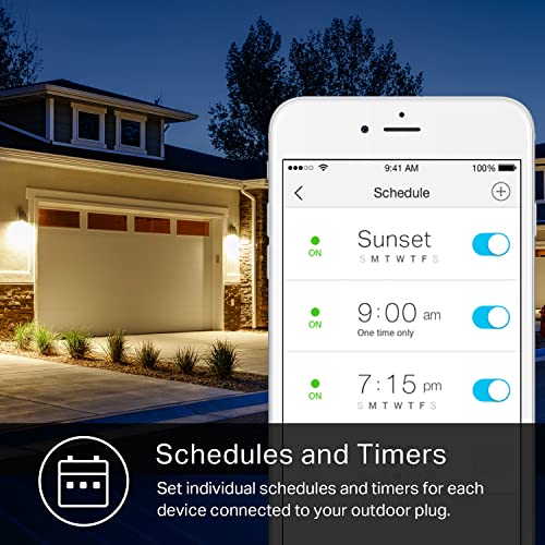 Kasa Smart Outdoor 2-Socket Wi-Fi Smart Plug - Weatherproof, App & Voice Control