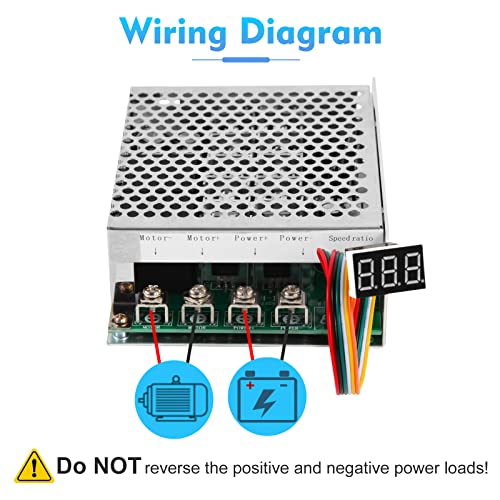 HARMNEE 60A PWM DC Motor Speed Controller 10V-55V with LED Display & Forward-Reverse Switch