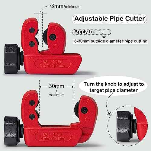 Tubing Cutter 1/8-inch to 1-1/8-inch£¨3-30mm£©Adjustable Zinc Alloy Pipe Cutter for Cutting Copper and PVC Tubing