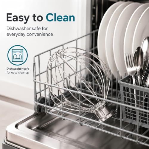 Wire Whip Attachment for 4.5-5 Qt Stand Mixer, 6-Wire Stainless Steel - KitchenAid Compatible