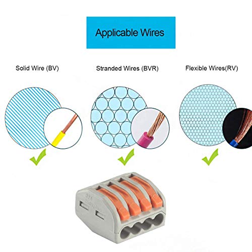 100 Pcs 2 Conductor Lever Wire Connectors Nuts Pack for Fast Electrical Terminals