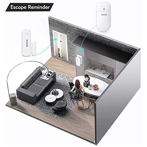 SECRUI Wireless Door Chime System 1 Receiver + 1 Sensor, White - Door Open Alarm for Home & Business