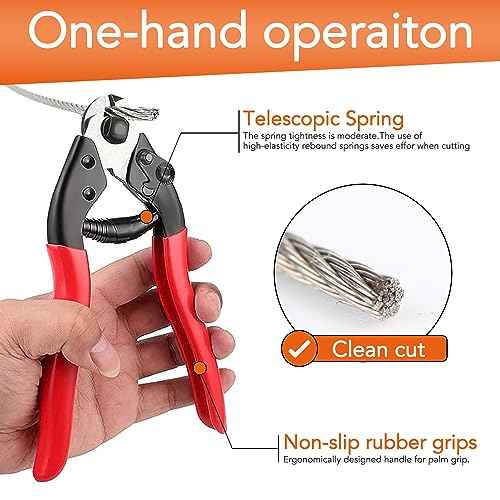 Cable Cutter Wire Cutter Heavy Duty up to 5/32" Stainless Steel Aircraft Wire rope for Decking Railing Fencing Bike Bicycle Brake Cutter DIY projects