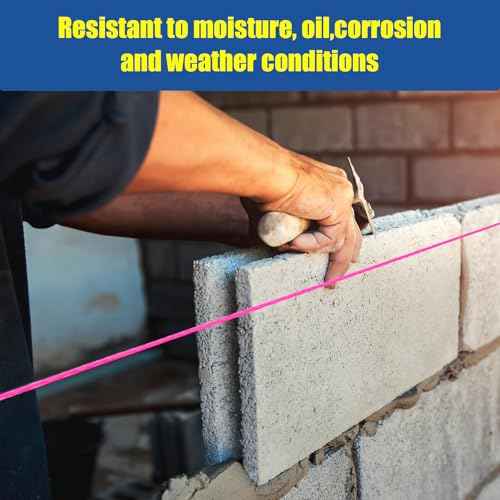 LURKA Mason Line String,#18 540 Feet Braided Construction Nylon Line with 5 Built-in Levels and Spool Fluorescent String Line for Precision Work, DIY, and Gardening (Fluorescent Pink)