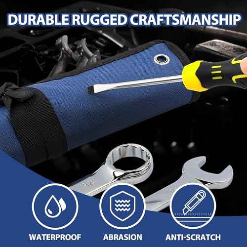 16 Pockets Wrench Roll Organizer, Wrench Pouch Roll Up with Water Proof Oxford Cloth, ool Roll Bag for Wrenches Organization