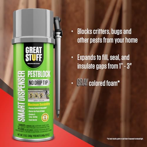 Great Stuff Pestblock Foam Sealant with Smart Dispenser 12oz, Gray