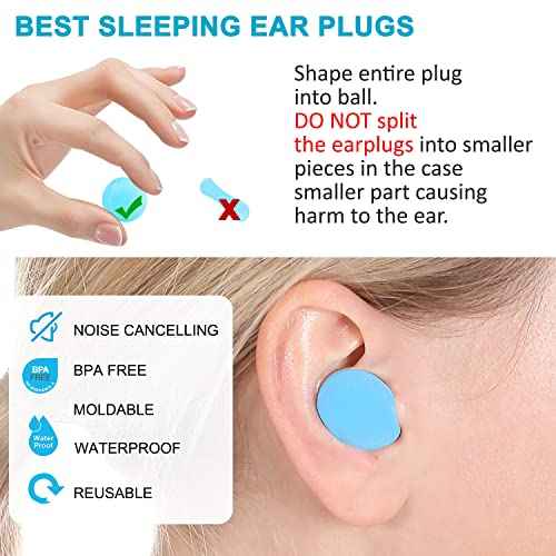 Reusable Silicone Ear Plugs, Waterproof Noise Cancelling EarPlugs for Sleeping, Mowing, Swimming, Airplanes, Concerts