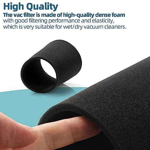 25-1202 Foam Filter for Stanley 1-5 Gallon Vacuums, Wet Dry Vac Filter Compatible with Stanley SL18910P-3, SL18130P, SL18133, SL18129 Vacuums Replacement Parts (Pack of 1)