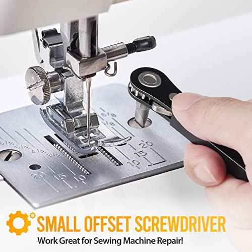 Right Angle Screwdriver Stocking Stuffers - Mini Ratcheting 90 Degree Offset Bit Set EDC Gear Pocket Screwdriver Low Profile Ratchet for Tight Space Sewing Machine Tool Gifts for Men Women