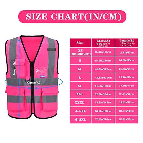 A-SAFETY Pink Safety Vests for Women,Working Safety Vest with Reflective Strips,Medium