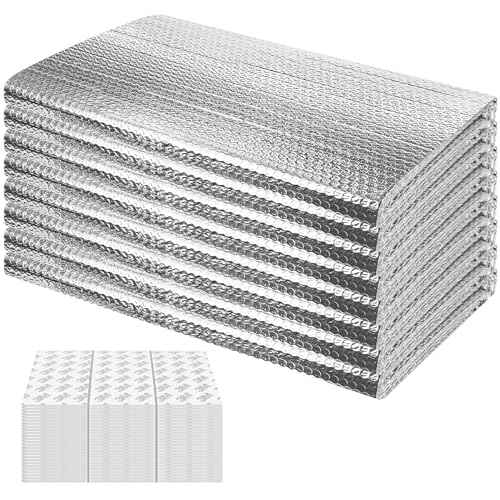 8P Garage Door Insulation Panels Kit 0.24"T Double Bubble Reflective Aluminum Foil 6MM Sheet Thermal Pre-Cut Insulation Shield 120 Tapes Winter Clod and Summer Heat for Attic Garage Wall (20.5" x 54")