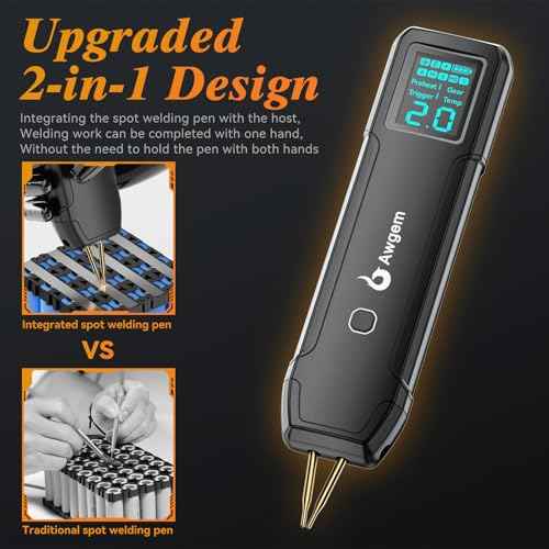 Battery Spot Welder, Awgem Battery Welder 99 Gear Handheld Spot Welder with LCD Screen Auto/Humanized Manual Modes, Portable Spot Welding Machine for Welding Nickel Strips and Iron